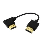 Câble court HDMI mâle vers mâle 15 cm Angle vers le haut de 90 degrés Câble adaptateur HDMI 2.0 haute vitesse Prend en charge 4K@60Hz Pour Tablette,Caméra etc. (Black left)