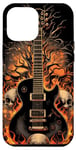 Coque pour iPhone 14 Pro Max Guitare électrique avec crânes et arbre yggdrasil pour