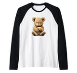 Awesome Teddy Bear with mad look for Man and Woman Raglan Baseball Tee