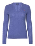 Cable-Knit Wool-Cashmere V-Neck Sweater Tops Knitwear Jumpers Blue Polo Ralph Lauren