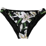 DOLCE & GABBANA Bikini Black Lily Print Swimwear Bottom Beachwear IT2 / S 600usd