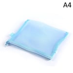 Zipper Stationery File Bag Pencil Case School Office Supply Blue A4