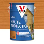 V33 Lasure Bois extérieur Chêne doré satin - Haute Protection 8 ans - Haute résistance hydrofuge et anti-UV - Résiste aux variations du bois - Ecolabel, résine d'origine végétale - 5L