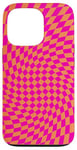 Coque pour iPhone 13 Pro Grand damier classique à carreaux orange et rose