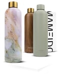 MAMEIDO Gourde Isotherme 1l, 750ml & 500ml - Bouteille Isotherme inox, étanche, sans BPA, conserve le froid à 24h, la chaleur 12h (Pearl Marble Gold, 1l)