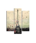 Homemania Tableau Paris - 3 Pièces - Villes et Paysages - par Salon, Chambre - Multicouleur en MDF, 57 X 0,3 X 60cm - HM203MDF271