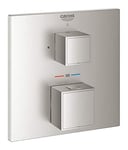 GROHE Grohtherm Cube Thermostatic Shower Mixer Trim Set, Concealed Installation, Stainless Steel Look 24153DC0