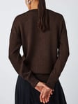 John Lewis Lurex V-Neck Sweater, Chocolate