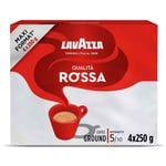 Lavazza Qualita Rossa Coffee Ground Robusta Arabica Beans Italian Pack 4 x 250g