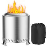 Brasero Exterieur de Jardin, Foyer sans fumée Acier Inoxydable 22x22x26cm Mini Corbeille à feu Tonneau de feu avec Pied et Sac de Rangement, Balcon Terrasse Jardin Déco, Idéal pour BBQ Pellets Bois