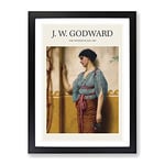 The Trysting Place By John William Godward Exhibition Museum Painting Framed Wall Art Print, Ready to Hang Picture for Living Room Bedroom Home Office Décor, Black A2 (64 x 46 cm)