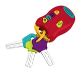 Battat - Set de clés jouets rouge - 3 clés et télécommande avec 4 sons amusants - Mini lampe de poche - pour bébé, enfant en bas âge - clés lumineuses et sonores, 10 mois +