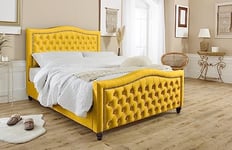 Eleganza Saturn Plush Superking Bed Frame - Mustard Gold