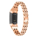 Replacement Straps Compatible with Fitbit Charge 4/Charge 4 SE/Charge 3 Strap, TenCloud Metal Bands Bling Bling Rhinestone Wristbands for Women for Charge 4/Charge 3 Fitness Tracker (Rose gold)