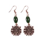 The Green Man Copper Tone Green Glass Drop Earrings Pagan Alternative Gothic