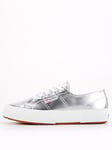 SUPERGA 2750 Mirror Faux Leather Plimsolls - Silver, Silver, Size 3, Women