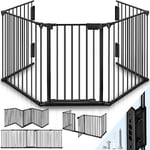 KIDUKU® Barrière de sécurité enfant - GRANDE VERSION 420 cm | Grille de protection métal - pliable | avec porte inclus | 7 éléments - Pré-assemblé