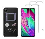 NOVAGO Compatible avec Huawei Y5 2019 (Pack 3 en 1) Coque Souple et Solide + 2 Films en Verre trempé résistants Anti Casse écran (Films Plus Petits Que l'écran) -Gameboy