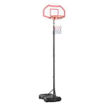 HOMCOM Panier de Basket extérieur avec Poteau Panneau, Base de lestage sur roulettes Hauteur réglable 2,1-2,6 m (Panier) - Noir Blanc et Rouge