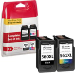 Cartouche 560 561 XL, PG-560 CL-561 XL Remplacement pour Cartouche Encre Canon 560 et 561 Noir & Couleur, Cartouche d'encre 560 et 561 XL pour Pixma TS5350 TS7450 TS7451 TS5350a TS5351 TS5352 TS5353