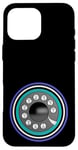 Coque pour iPhone 16 Pro Max Téléphone rotatif rétro cadran bleu sarcelle noir