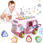 Baby Toys 12 18 Months Baby Musical Learning Bus Toys Includes Xylophone, Shape