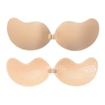 Mjuka Bekväma Självhäftande Push-Up BH (1-Par) Beige C