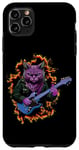 Coque pour iPhone 11 Pro Max Chat jouant de la guitare mignon Kawaii Cat Guitarist Rock Band