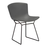 Knoll - Bertoia Plastic Side Chair utomhus, Svart underrede, Grå sits - Ulkona käytettävät ruokailutuolit - Harry Bertoia - Harmaa - Metalli/Muovi