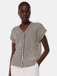 Whistles Jilly Stripe Button Top, Black/Ivory