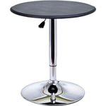 Homcom - Table de bar table bistro chic style contemporain table ronde hauteur réglable 67-93 cm ø 63 cm plateau pivotant 360° métal chromé pvc noir