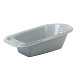 Baignoire bébé - THERMOBABY - Luxe Gris Charme - Taille adaptée - Stable et robuste - Bouchon de vidange