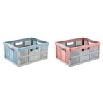 keeeper 4 x Stabile Profi-Klappbox mit Soft-Touch Griffen, 48 x 34,5 x 23,5 cm, 32 l, Lea, Colour Mix Set