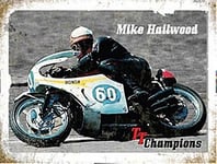 Mike Hailwood TT Champions Riding Motorbike small steel sign 200mm x 150mm