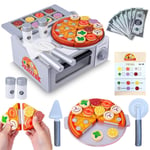 Oven with Wooden Pizza Pretend Play Set Kitchen Toy Realistic Toppings and Tools