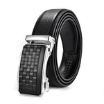 FEFLO Ceinture Homme Cuir Réglable à Cliquet Ceinture Boucle Automatique (XXL, longueur de la ceinture 125cm, convient à la taille 98cm~108cm) Noir, Largeur 35mm, pour Jeans et Costumes