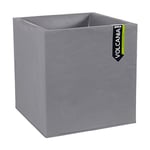 EDA - Pot Carré 40 cm Volcania 31 L - Décor Imitation Pierre - Double Paroi - Zone de Rétention d'Eau - 39,5 x 39,5 x 43,5 cm - Gris galet