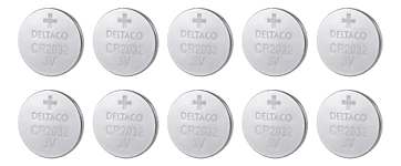 DELTACO – Ultimate Lithium CR2032 -nappiparisto, 3 V, 10 pariston pakkaus (ULTB-CR2032-10P)