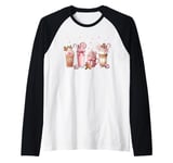 Ginger Man Cookies Christmas Coffee Latte Pink Xmas Season Raglan Baseball Tee