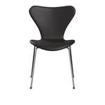 Fritz Hansen - 3107 Sjuan - Helklädd, Läder, Soft Black Brown - Matstolar - designer_arne_jacobsen - Brun - Läder/Metall/Trä