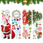 Stickers Noël Fenêtre,Fenêtre Noël Autocollants Décoration,Amovible PVC Père Noël Arbre De Noël Bonhomme De Neige Flocon De Neige Cerf DIY Mur Fenêtre Porte Murale Vitrine Decal Autocollant (Style A)