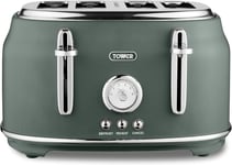 Tower Renaissance 4 Slice Toaster in Forest Green with Chrome Accents T20065FOR