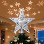 Christmas Tree Star, 4m Usb Christmas Star Light Up With Led Snowflake Projector Lamp, 2 In 1 Rotating Christmas Tree Star For Christmas Decoration