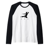 Bruce Lee Flying Kick Silhouette Logo Raglan Baseball Tee