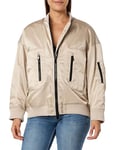 Pinko Brugneto Bomber Satin Technique Veste, D06_Beige-Farine Avoine, S Femme