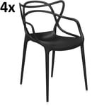 Kartell Masters Set 4 Chaise Technopolymère Thermoplastique Noir Philippe Starck