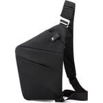 Slingväska, lätt crossbody axelväska bröstväskor dagryggsäck, en rem anti-stöld slingväska för kvinnor män DB black right shoulder