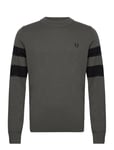 Tipped Sleeve Jumper Tops Knitwear Round Necks Green Fred Perry