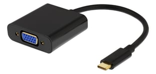 DELTACO USB-C to VGA adapter w. audio, 1080p 60Hz, 0,2m, black