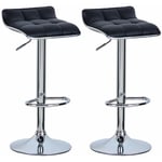 Woltu - Tabouret de bar en cuir synthétique, lot de 2, Tabouret de bar pivotant, hauteur réglable, Noir